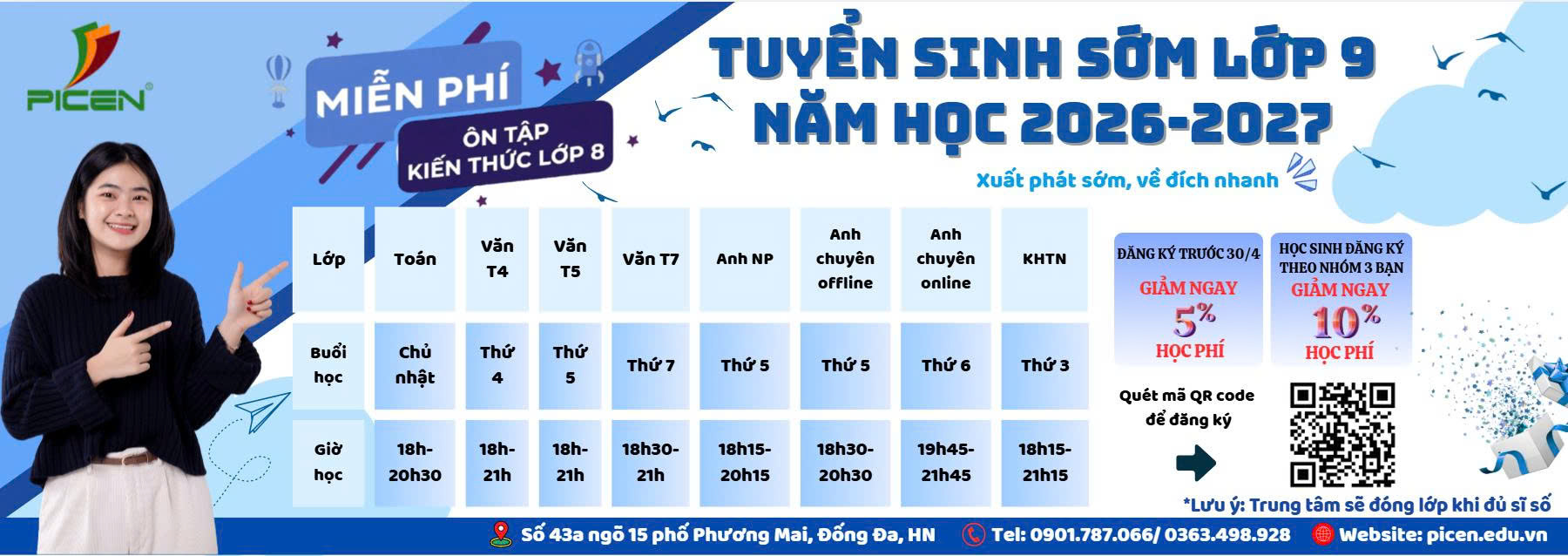 CHINH PHỤC KỲ THI VÀO 10 CÙNG PICEN – THÔNG BÁO TUYỂN SINH SỚM LỚP 9 NĂM HỌC 2026 - 2027”